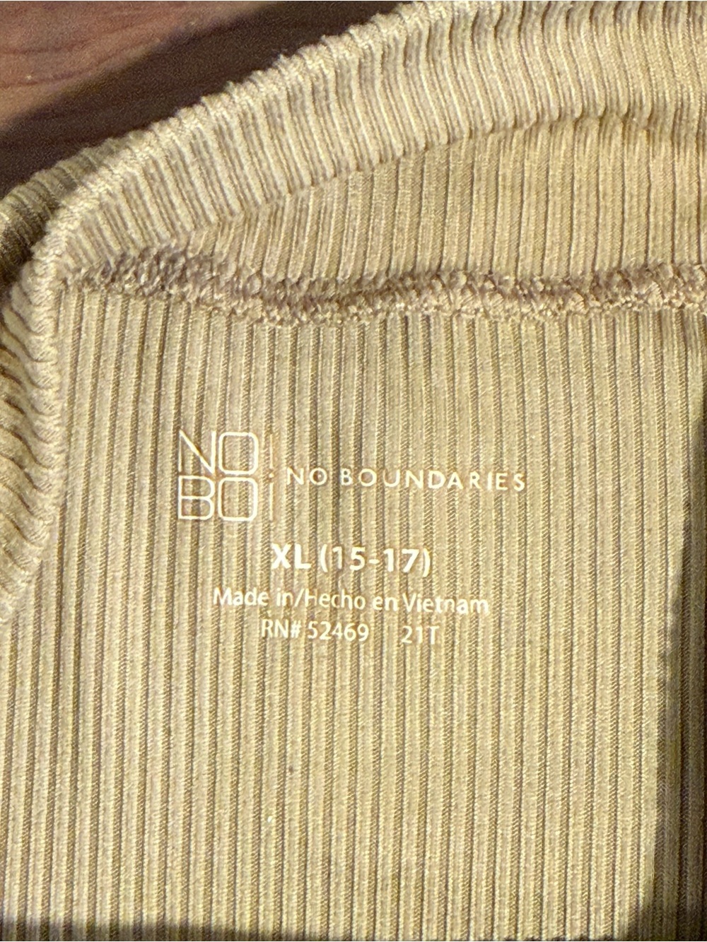 No Boundaries Ribbed Mock Neck Top in Beige - Picture 4 of 5